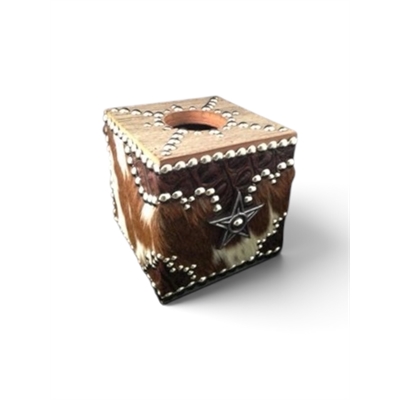 Cowhide & Alligator Leather Tissue Box Cover